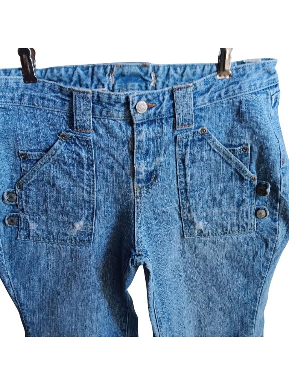 Vintage Jeans Lena Y2K 14 34x23 Womens Denim Capri Button Pocket Details mommy